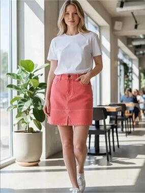 Wildfang Coral Denim Mini Skirt size medium New in bag